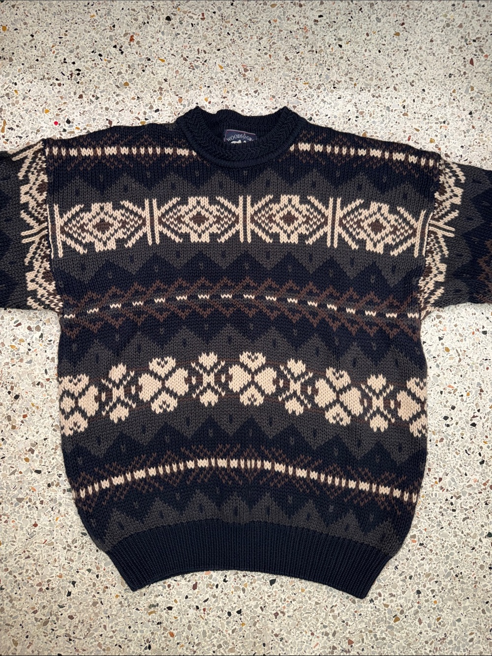 Woods & Gray 100% cotton sweater large L Nordic geo